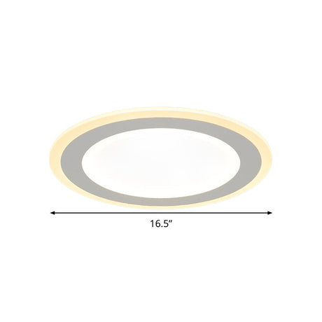 Minimalist Round Flush Mount Led Ceiling Light - Super Thin White Acrylic Warm/White 16’/20.5’