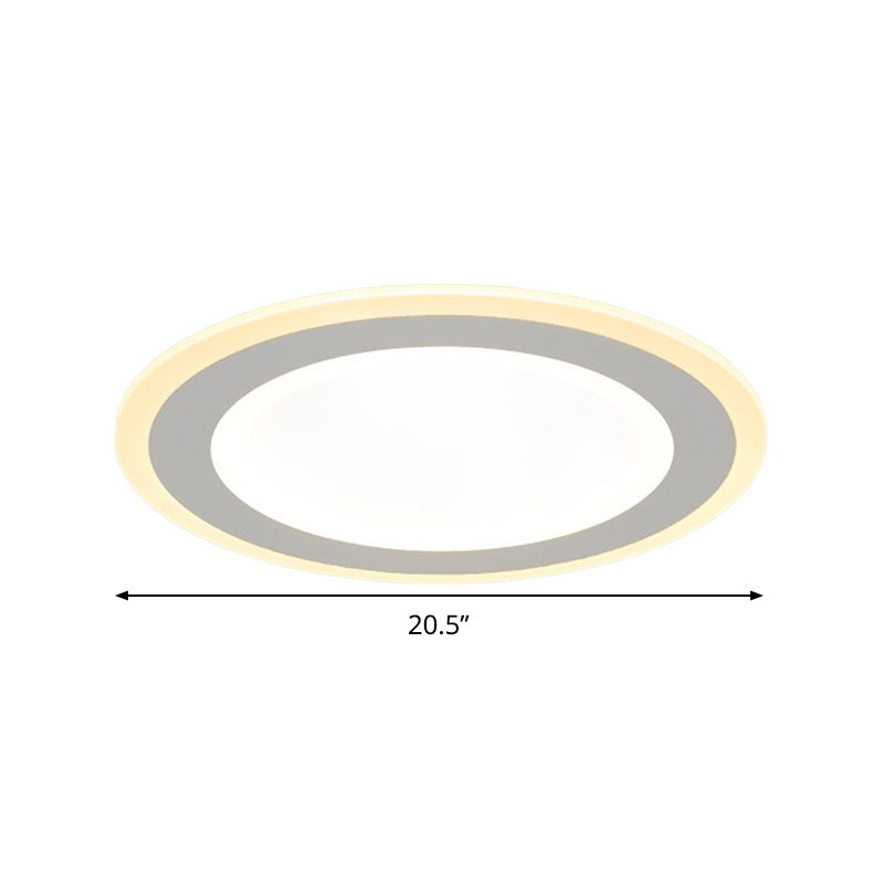 Minimalist Round Flush Mount Led Ceiling Light - Super Thin White Acrylic Warm/White 16’/20.5’