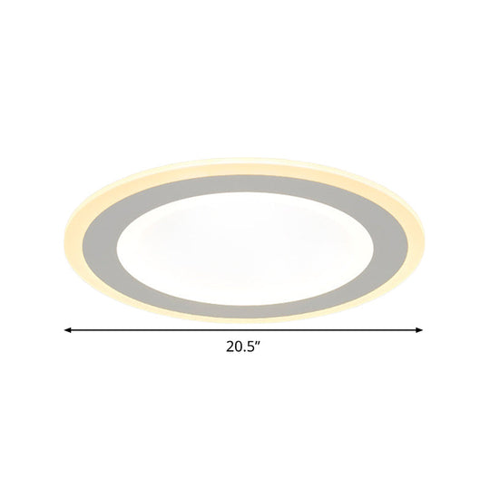 Minimalist Round Flush Mount Led Ceiling Light - Super Thin White Acrylic Warm/White 16’/20.5’