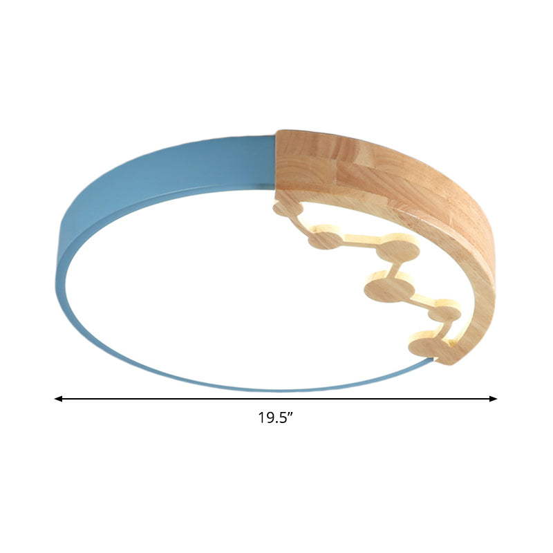 16’/19.5’ W Led Living Room Ceiling Light With Pink/Yellow/Blue Metal Shade In Warm/White