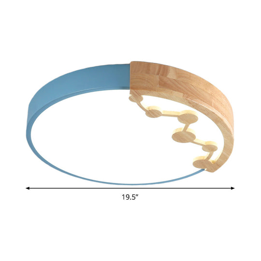 16’/19.5’ W Led Living Room Ceiling Light With Pink/Yellow/Blue Metal Shade In Warm/White