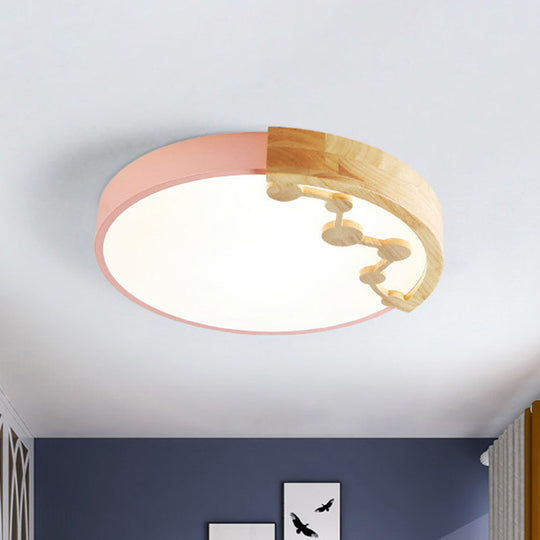 16’/19.5’ W Led Living Room Ceiling Light With Pink/Yellow/Blue Metal Shade In Warm/White