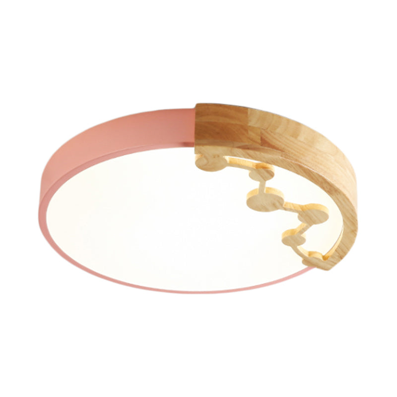 16’/19.5’ W Led Living Room Ceiling Light With Pink/Yellow/Blue Metal Shade In Warm/White