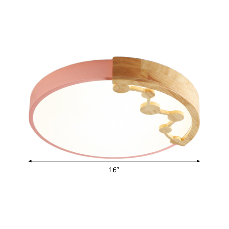 16’/19.5’ W Led Living Room Ceiling Light With Pink/Yellow/Blue Metal Shade In Warm/White