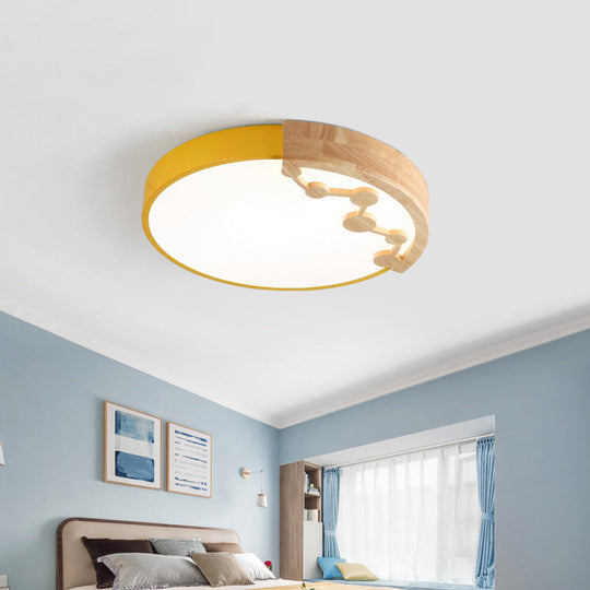 16’/19.5’ W Led Living Room Ceiling Light With Pink/Yellow/Blue Metal Shade In Warm/White