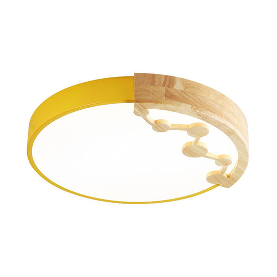 16’/19.5’ W Led Living Room Ceiling Light With Pink/Yellow/Blue Metal Shade In Warm/White