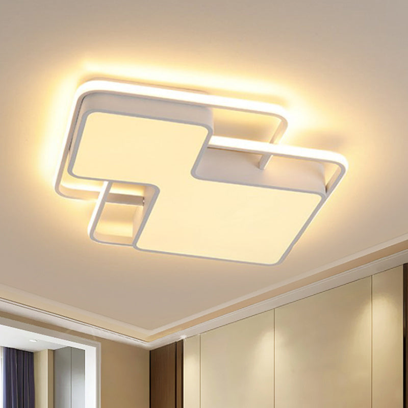 Modern Geometric Led Flush Mount Lamp In Black/White - 18’/21.5’ W Silica Gel Close To Ceiling