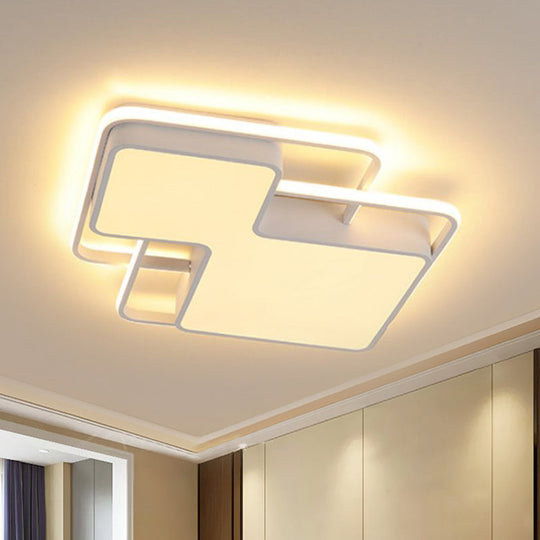 Modern Geometric Led Flush Mount Lamp In Black/White - 18’/21.5’ W Silica Gel Close To Ceiling
