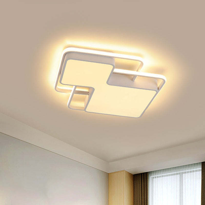 Modern Geometric Led Flush Mount Lamp In Black/White - 18/21.5 W Silica Gel Close To Ceiling Light