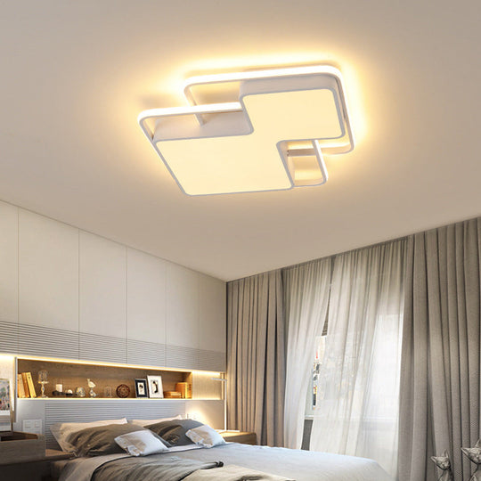 Modern Geometric Led Flush Mount Lamp In Black/White - 18/21.5 W Silica Gel Close To Ceiling Light