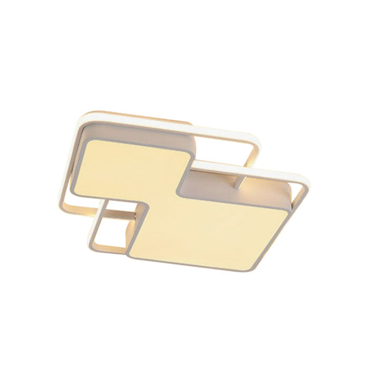 Modern Geometric Led Flush Mount Lamp In Black/White - 18/21.5 W Silica Gel Close To Ceiling Light