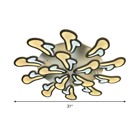 Modern White Flower Ceiling Light With Led Acrylic Semi Flush Mount In Warm/White/Natural