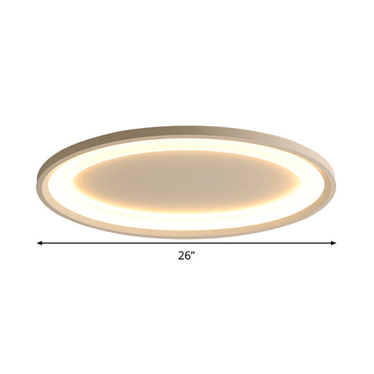 22’/26’ Nordic Slim Flush Mount Ceiling Lamp - Matte White Oval Warm/White Light Stepless