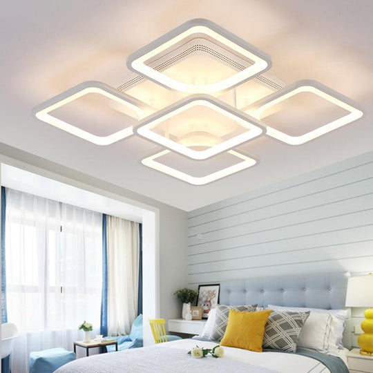 23.5’/27’ Led Bedroom Ceiling Light Semi Flush Mount Fixture With Acrylic Shade In Warm/White