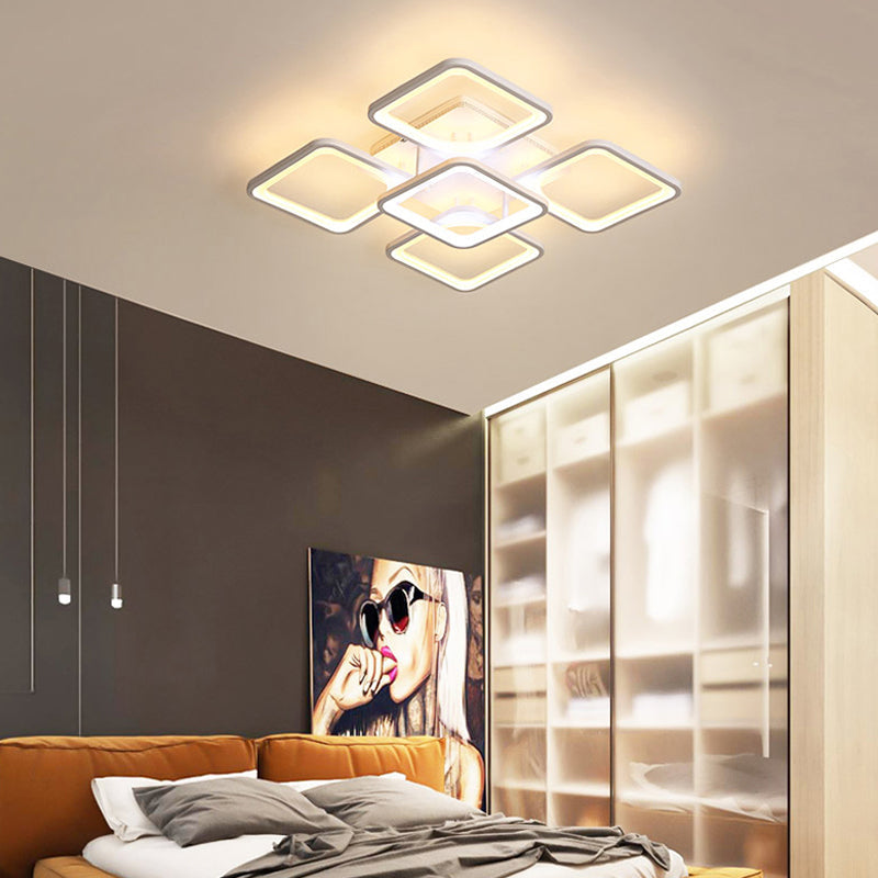 23.5’/27’ Led Bedroom Ceiling Light Semi Flush Mount Fixture With Acrylic Shade In Warm/White