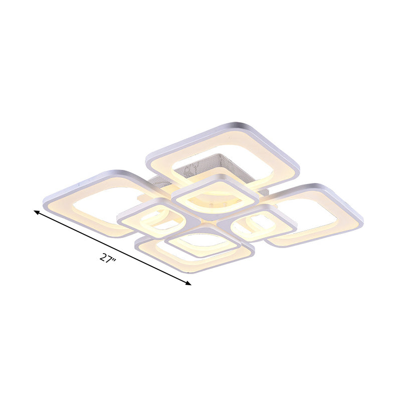 23.5’/27’ Led Bedroom Ceiling Light Semi Flush Mount Fixture With Acrylic Shade In Warm/White