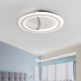 Contemporary Metal Led Flush Light With Halo Ring In Black/White - Warm/White Ceiling Mount Lamp