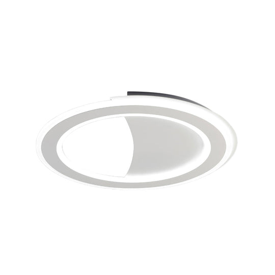 Contemporary Metal Led Flush Light With Halo Ring In Black/White - Warm/White Ceiling Mount Lamp