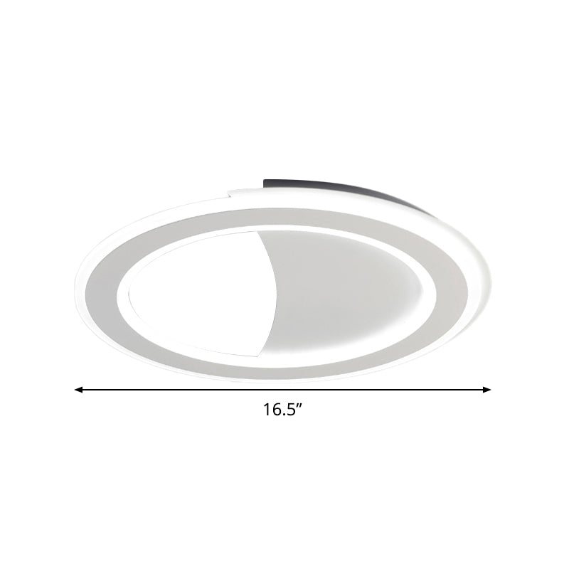 Contemporary Metal Led Flush Light With Halo Ring In Black/White - Warm/White Ceiling Mount Lamp