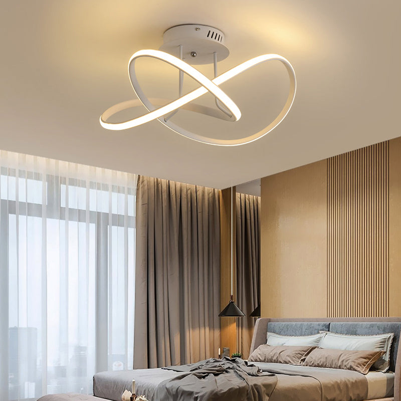 Modern Acrylic Led Twist Ceiling Mount Fixture - 19.5’/23.5’ Semi Flush Warm/White Light