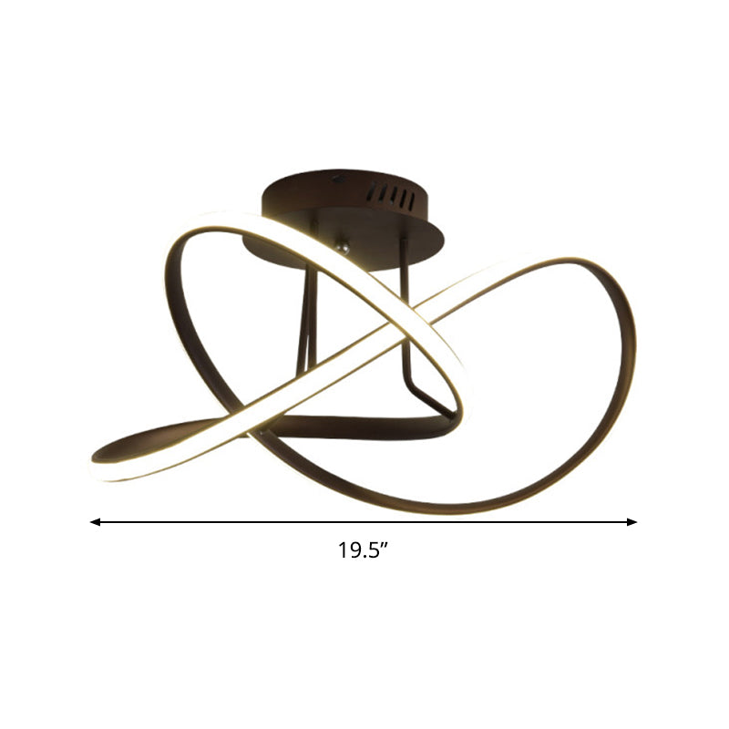 Modern Acrylic Led Twist Ceiling Mount Fixture - 19.5’/23.5’ Semi Flush Warm/White Light