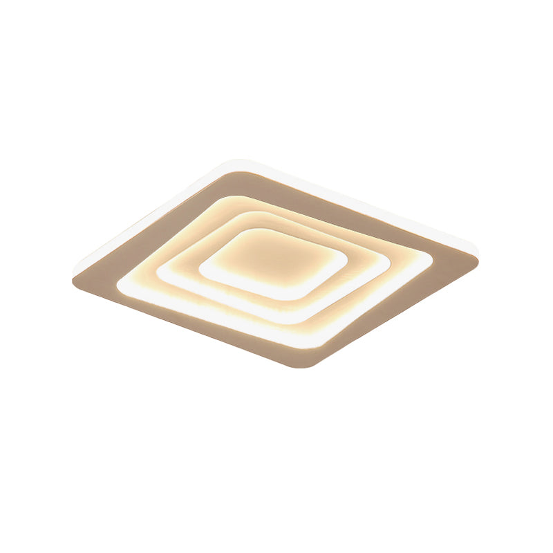 Modern Layered Square Ceiling Light - Led Flush Mount Lamp With Stepless Dimming Remote Control