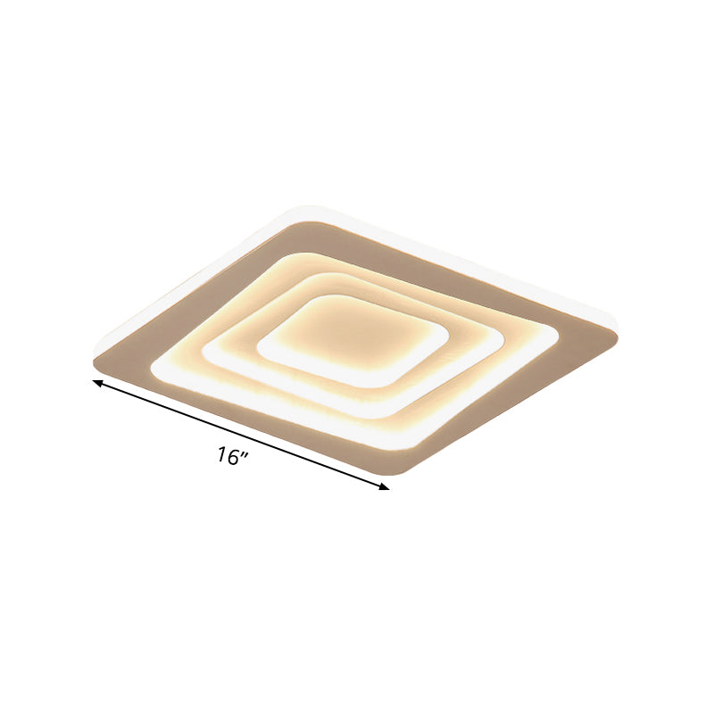 Modern Layered Square Ceiling Light - Led Flush Mount Lamp With Stepless Dimming Remote Control