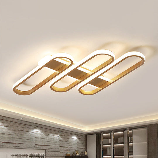 Modern Oval Led Gold Ceiling Lamp Acrylic Flush Mount Lighting In Warm/White Light - Ideal For