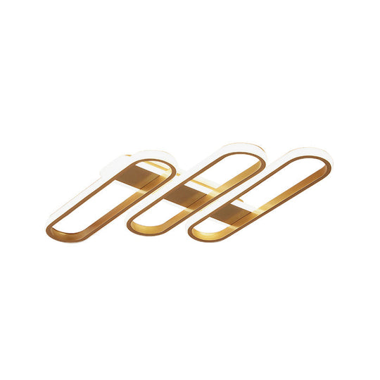 Modern Oval Led Gold Ceiling Lamp – Acrylic Flush Mount Lighting In Warm/White Light - Ideal For