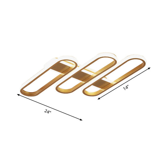 Modern Oval Led Gold Ceiling Lamp Acrylic Flush Mount Lighting In Warm/White Light - Ideal For