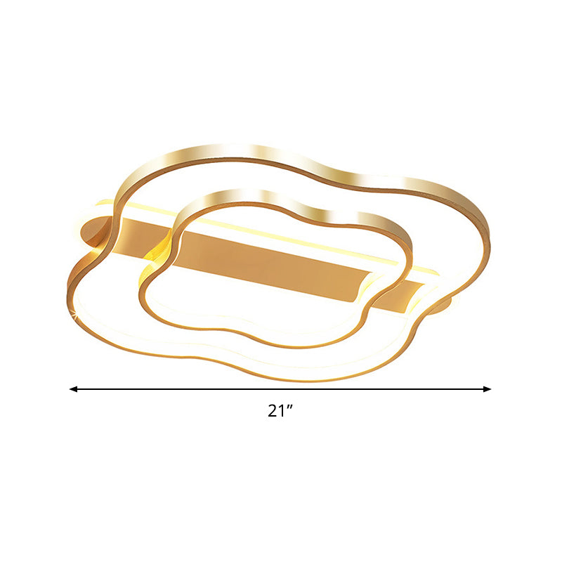 Nordic Led Gold Floral Ceiling Light- Elegant Flush Mount Lamp (21/25.5) - Warm/White Light Options