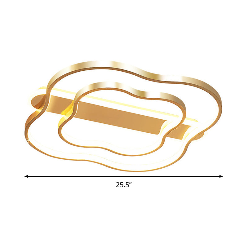 Nordic Led Gold Floral Ceiling Light- Elegant Flush Mount Lamp (21/25.5) - Warm/White Light Options