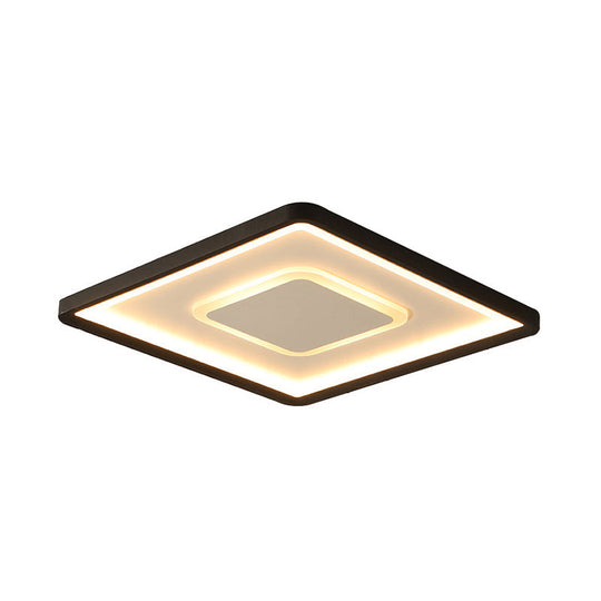 Modern Led Ceiling Light - Aluminum Square Flush Mount Lamp In Black 16’/19.5’ Wide Stepless