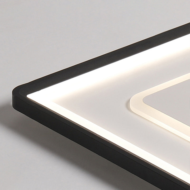 Modern Led Ceiling Light - Aluminum Square Flush Mount Lamp In Black 16/19.5 Wide Stepless Dimming