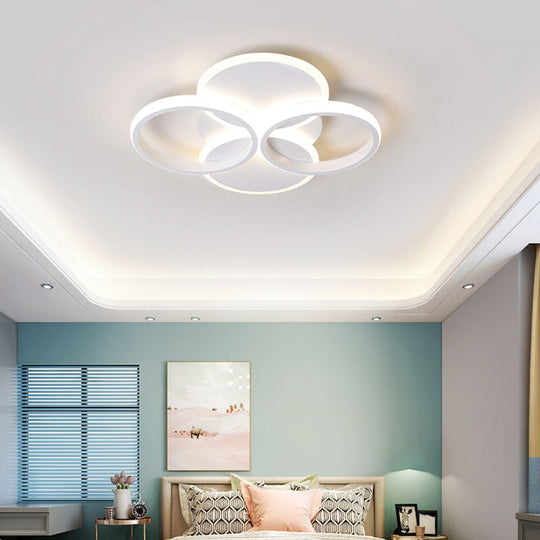 Simple Led Ceiling Mount Lighting Fixture In Warm/White Light With Acrylic Ring - Black/White