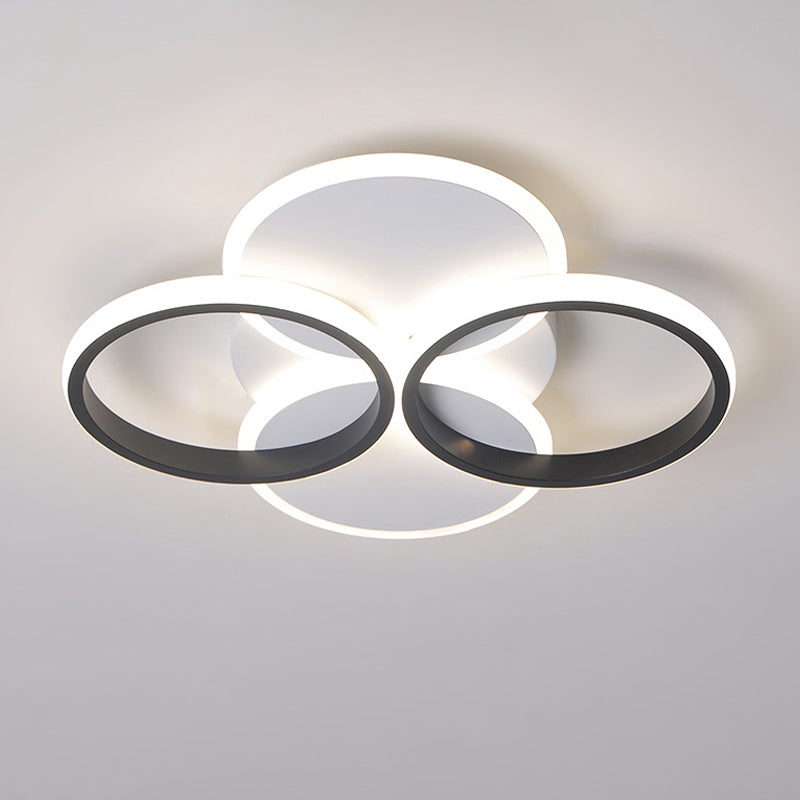 Simple Led Ceiling Mount Lighting Fixture In Warm/White Light With Acrylic Ring - Black/White
