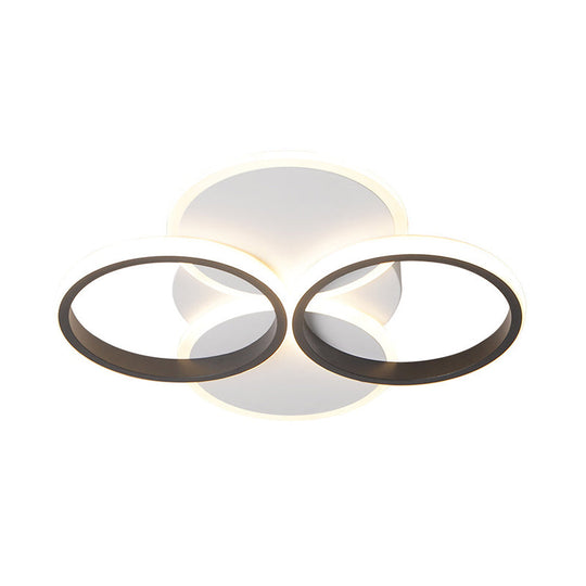 Simple Led Ceiling Mount Lighting Fixture In Warm/White Light With Acrylic Ring - Black/White