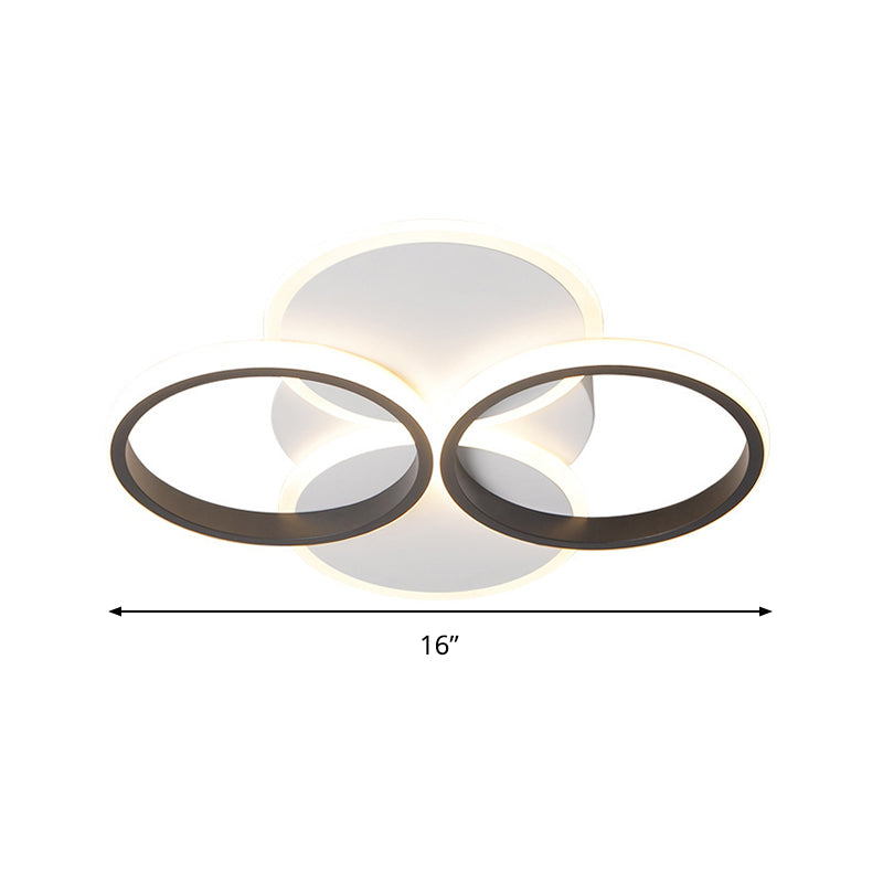 Simple Led Ceiling Mount Lighting Fixture In Warm/White Light With Acrylic Ring - Black/White
