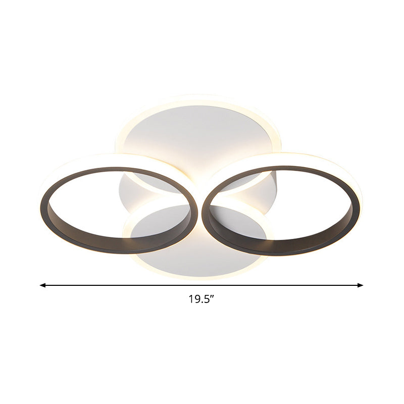 Simple Led Ceiling Mount Lighting Fixture In Warm/White Light With Acrylic Ring - Black/White