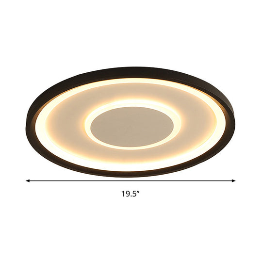 16’/19.5’ Wide Contemporary Black Tray Led Ceiling Lamp - Flush Mount Metal Lighting With