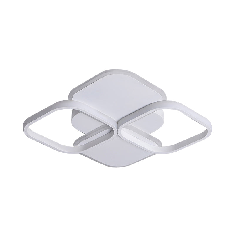 Modern Led Rhombus Ceiling Light In White/Black 16’/19.5’ Wide Flush Mount Acrylic Lamp