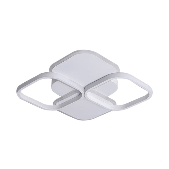 Modern Led Rhombus Ceiling Light In White/Black 16’/19.5’ Wide Flush Mount Acrylic Lamp