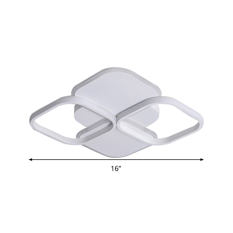 Modern Led Rhombus Ceiling Light In White/Black 16’/19.5’ Wide Flush Mount Acrylic Lamp