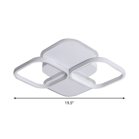 Modern Led Rhombus Ceiling Light In White/Black 16/19.5 Wide Flush Mount Acrylic Lamp