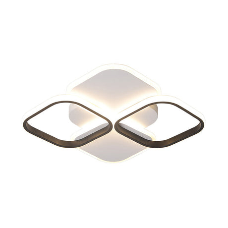 Modern Led Rhombus Ceiling Light In White/Black 16/19.5 Wide Flush Mount Acrylic Lamp