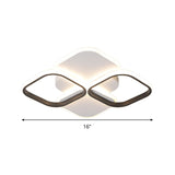 Modern Led Rhombus Ceiling Light In White/Black 16/19.5 Wide Flush Mount Acrylic Lamp