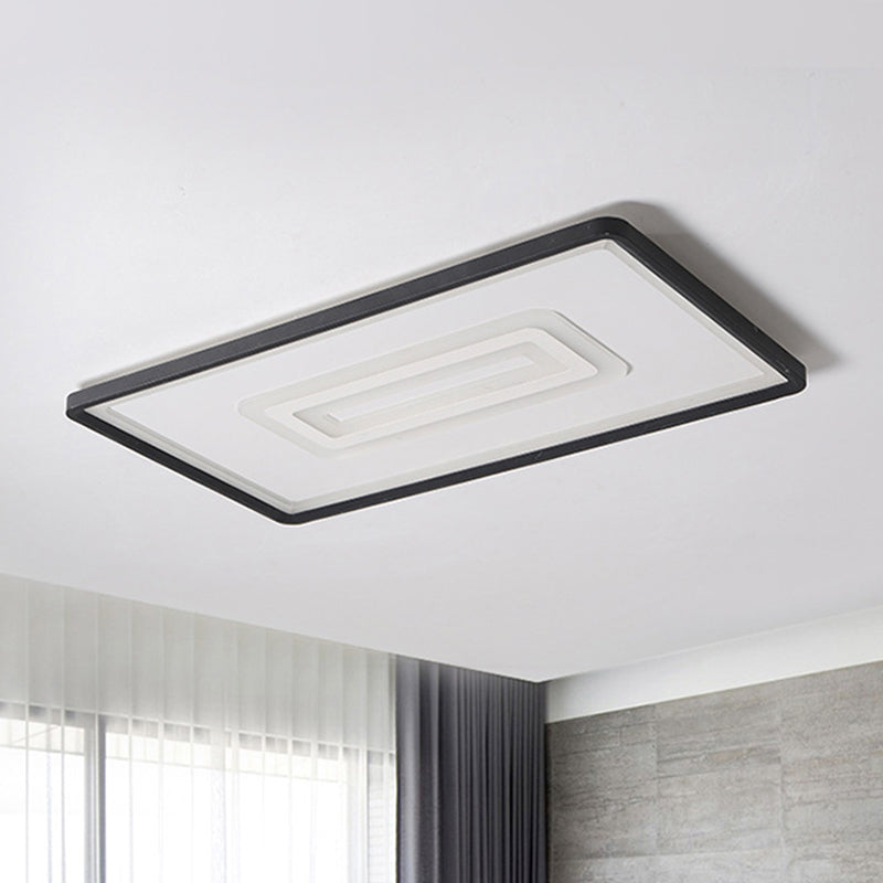 Dual Rectangle Flush Nordic Style Black Metal Light - 35.5/43 Width Warm/White Stepless Dimming With