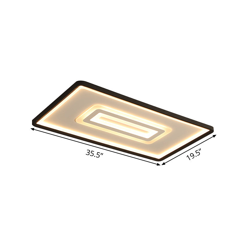 Dual Rectangle Flush Nordic Style Black Metal Light - 35.5’/43’ Width Warm/White Stepless