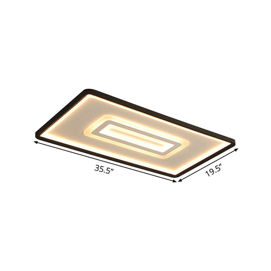 Dual Rectangle Flush Nordic Style Black Metal Light - 35.5’/43’ Width Warm/White Stepless