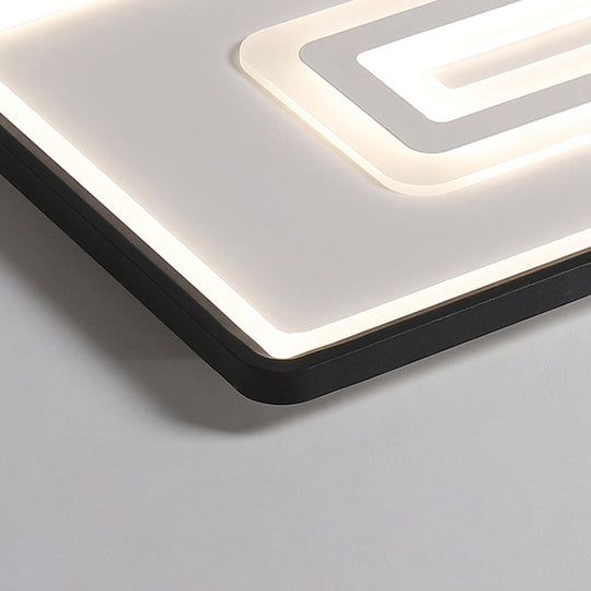 Dual Rectangle Flush Nordic Style Black Metal Light - 35.5/43 Width Warm/White Stepless Dimming With